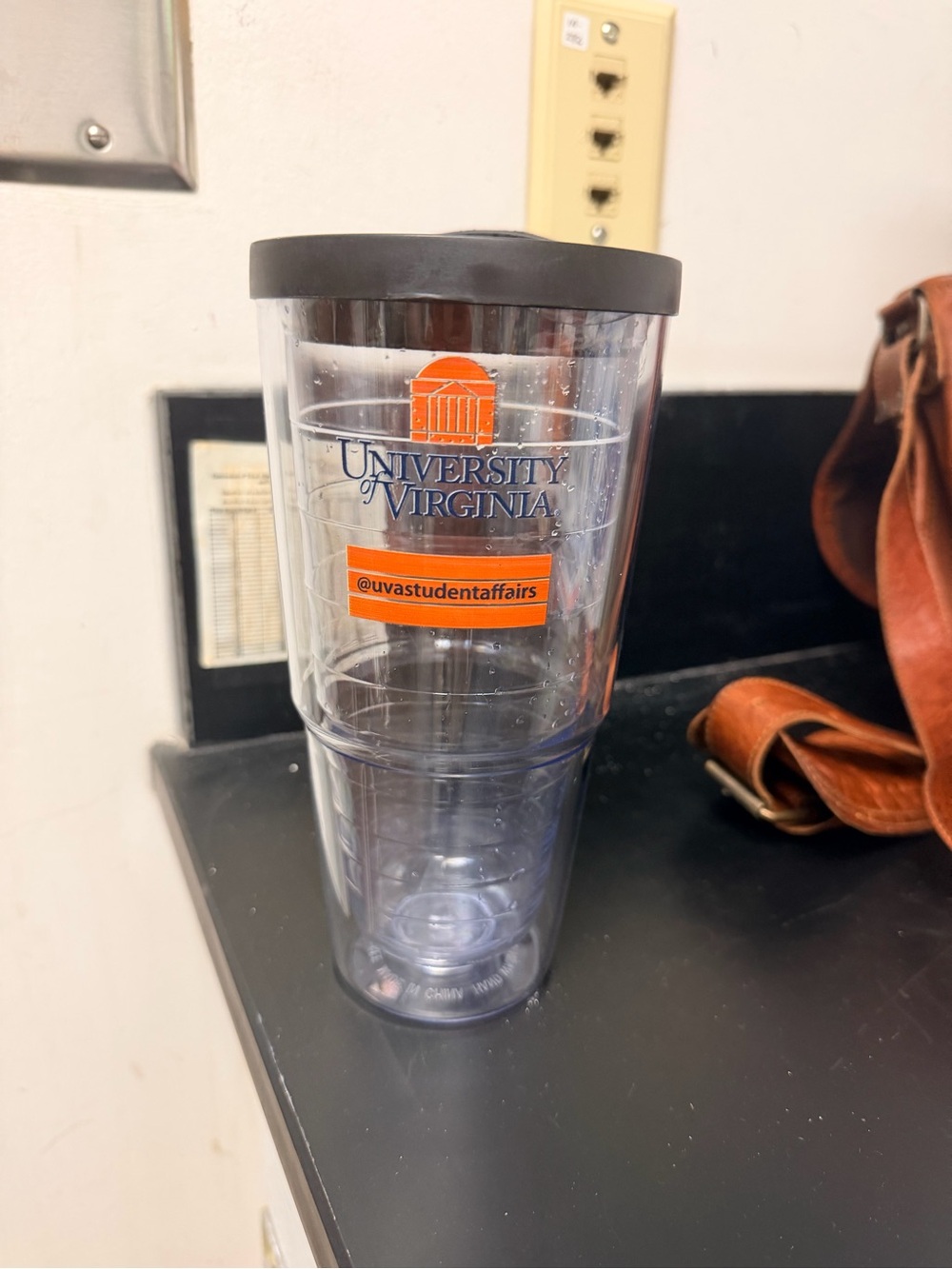 University of Virginia Clear Travel Tumbler Black Lid Tervis Like Student Affair
